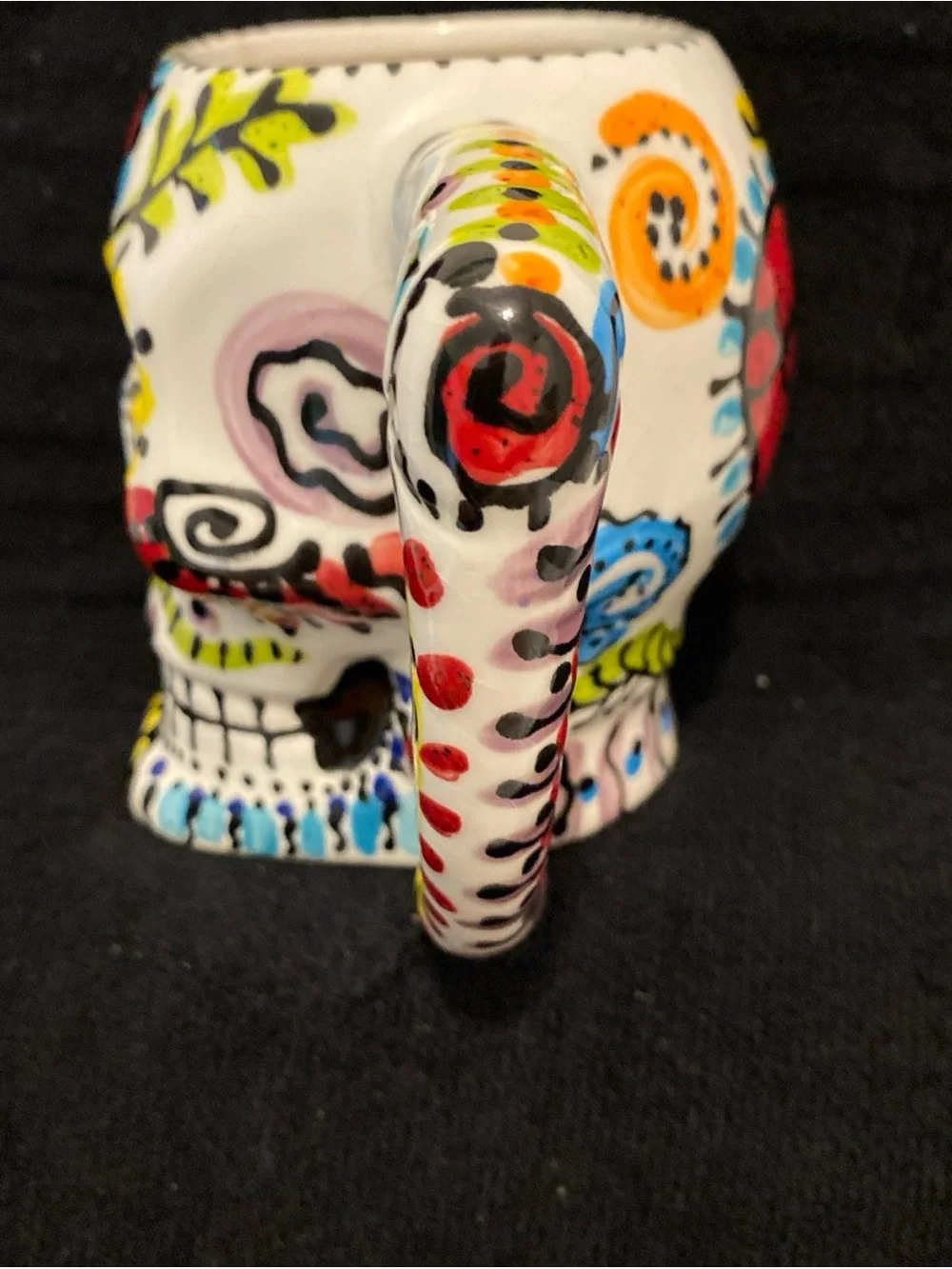Hand-Painted Signed 2012 “Sugar Skull Ceramic Mug” Multicolor 18oz EUC